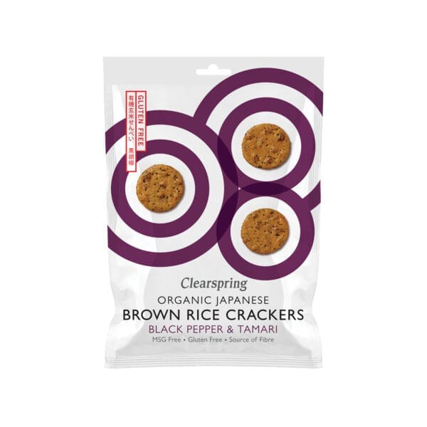 Clearspring Japanese Brown Rice Crackers Black Pepper Tamari