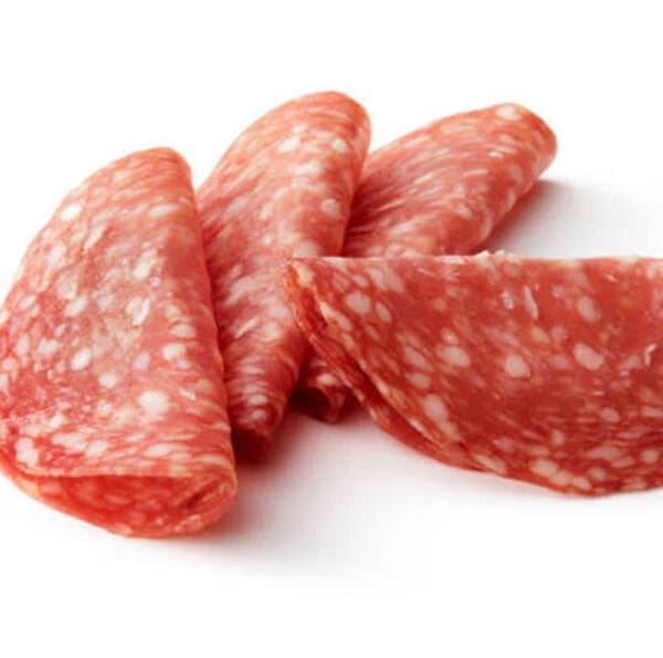Sliced Danish salami