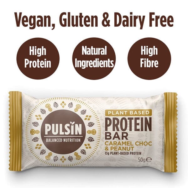 Pulsin Caramel Chocolate and Peanut Protein Bar