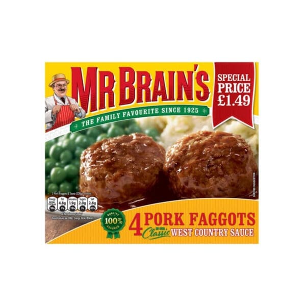 Mr Brains 4 Faggots Price Marked £1.49