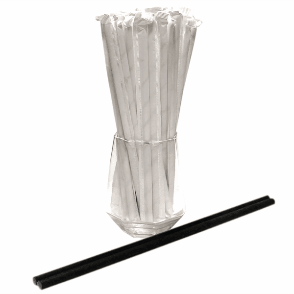 6mm Black Paper Straws Individualy Wrapped