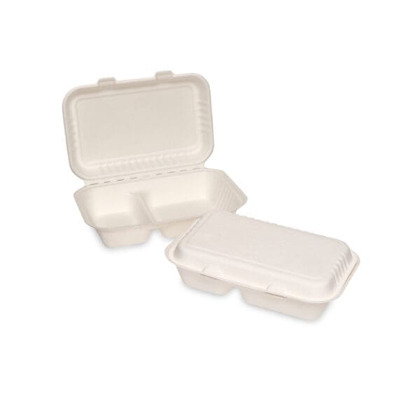 Bagasse 2x Compartment 9x6 box