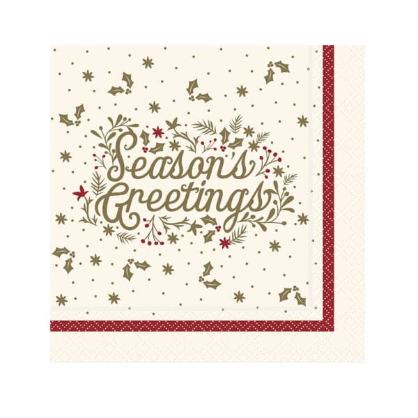 Seasons Greetings 2 Ply 33cm Napkin
