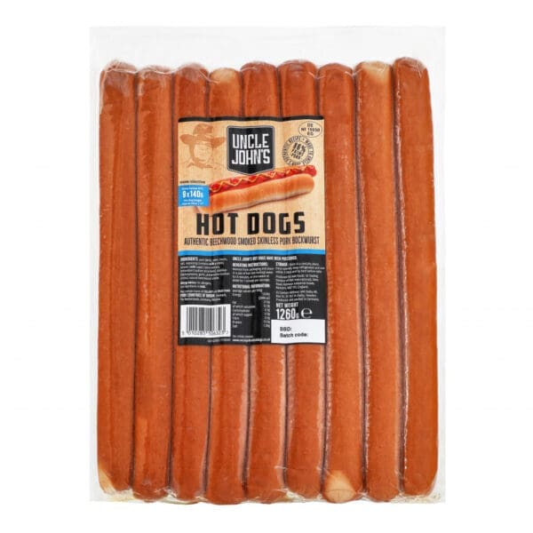 Uncle Johns 12” Hot Dogs 140g
