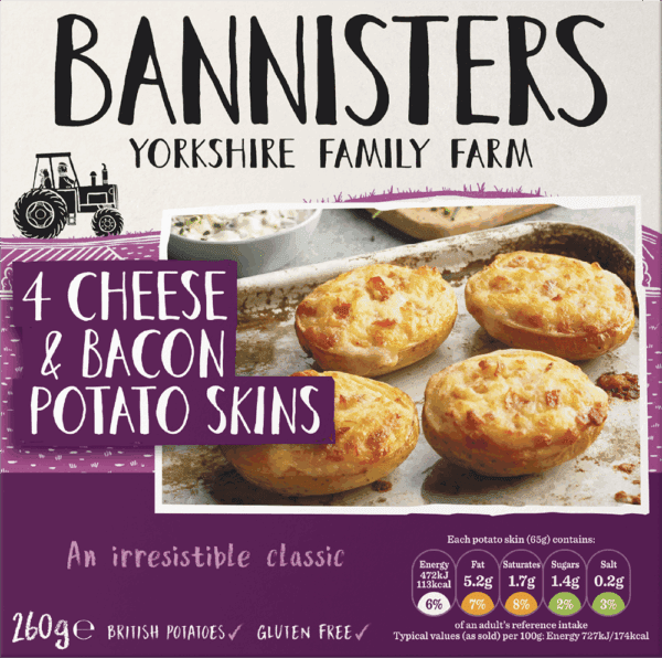 Bannister 4 Cheese & Bacon Potato Skins