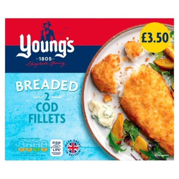*CLR*Youngs 2 Breaded Cod Fillets PM £3.50