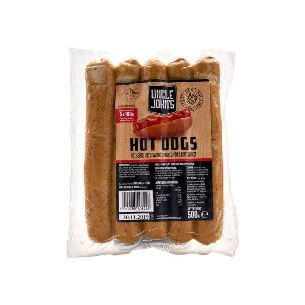 Uncle Johns Premium 6” Hot Dogs