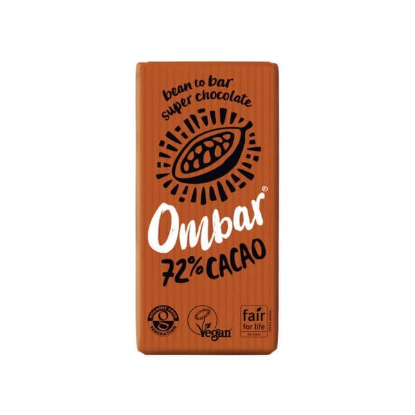 Ombar Organic Dark 72% Cacao Raw Chocolate Bar