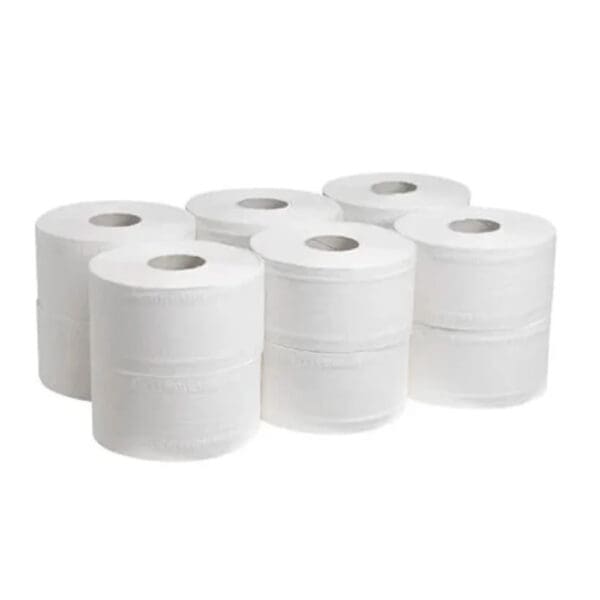 2 Ply White Mini Jumbo Toilet Rolls